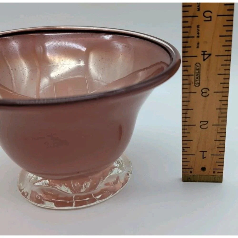 Art Glass Blown Footed Compote Vase Purple
